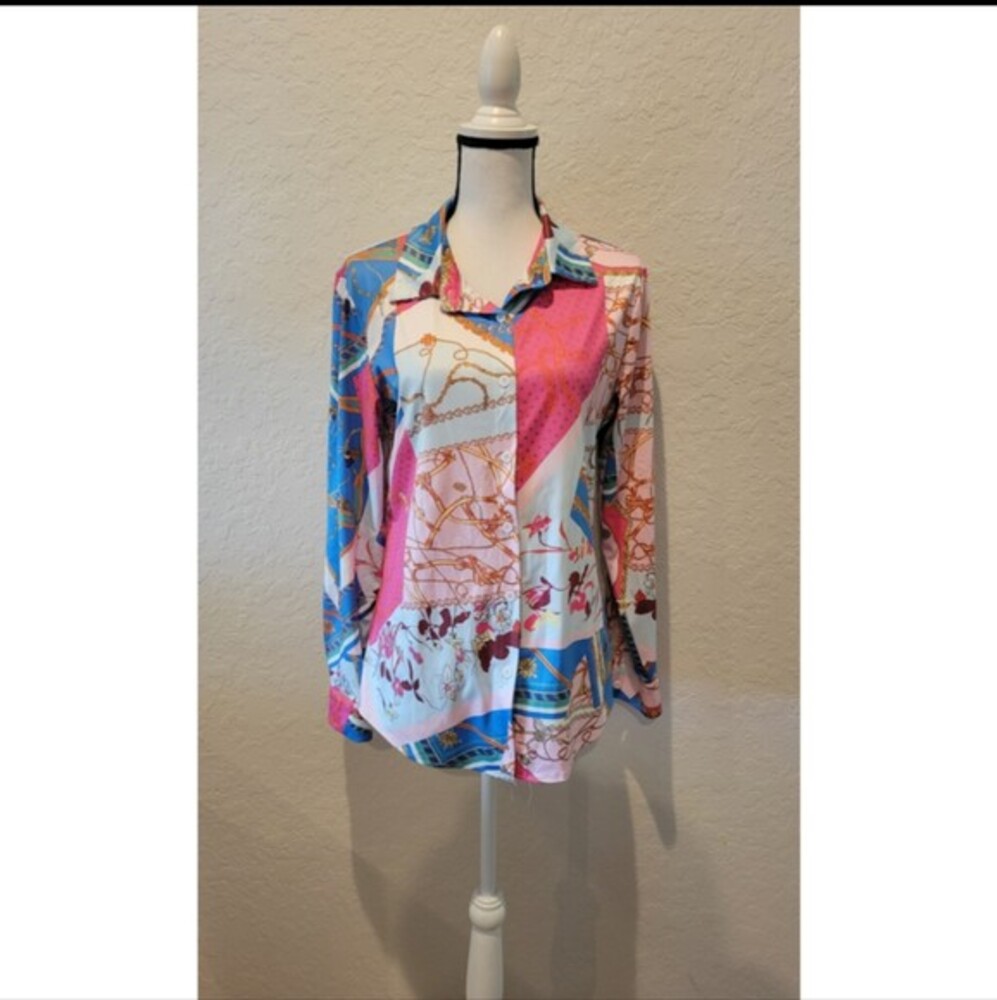 Pink Multicolor Button Down Shirt